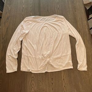 Zelos White Long Sleeve Wide Neck Twist Front Workout Top Size L